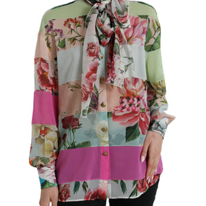 Dolce &amp; Gabbana Elegant Multicolor Silk Blend Long Sleeve Top