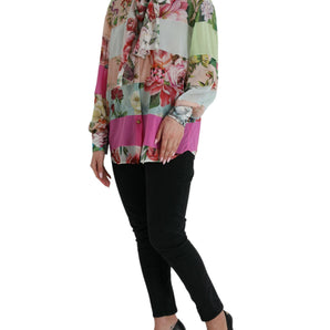 Dolce &amp; Gabbana Elegant Multicolor Silk Blend Long Sleeve Top