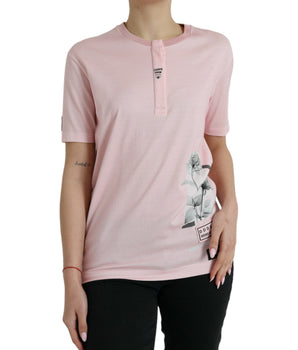 Dolce & Gabbana Pink Floral Print Cotton Short Sleeves T-shirt