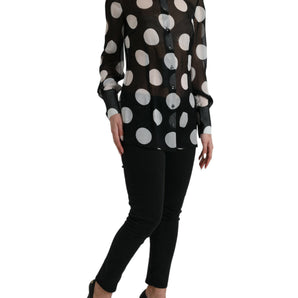 Dolce &amp; Gabbana Silk Collared Button-Up Blouse in Black &amp; White