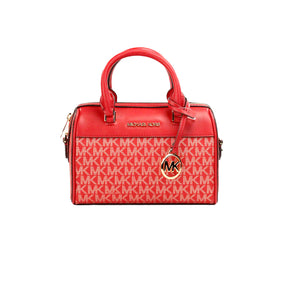 Michael Kors Travel XS Bolso bandolera de lona de PVC con firma en rojo brillante