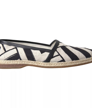 Dolce & Gabbana Black White Stripes Slip On Espadrille Shoes