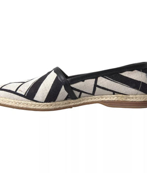 Dolce & Gabbana Black White Stripes Slip On Espadrille Shoes