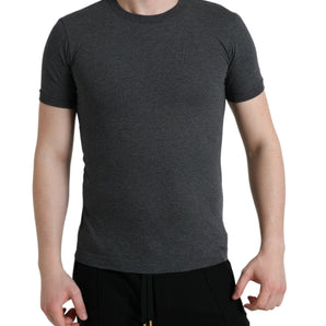 Dolce &amp; Gabbana Elegant Dark Gray Crew Neck Tee