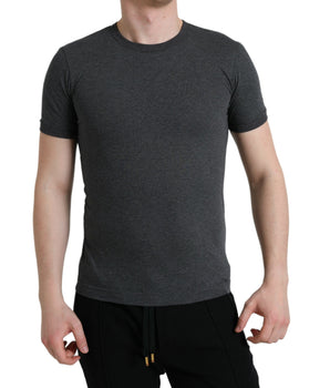 Dolce & Gabbana Dark Gray Cotton Crew Neck T-shirt