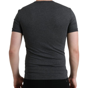 Dolce &amp; Gabbana Elegant Dark Gray Crew Neck Tee