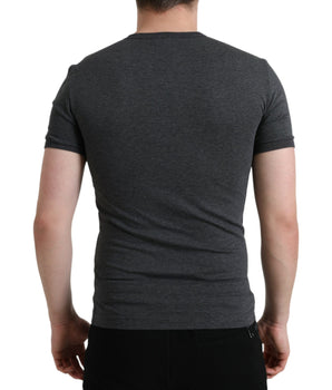 Dolce & Gabbana Dark Gray Cotton Crew Neck T-shirt