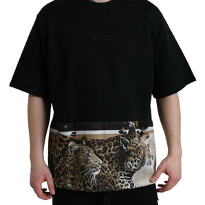 Dolce &amp; Gabbana Elegante camiseta con cuello redondo y estampado de leopardo