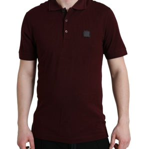 Dolce & Gabbana Elegant Maroon Cotton Blend Polo Tee