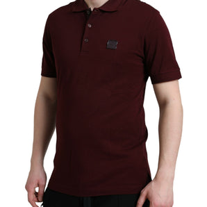 Dolce &amp; Gabbana Elegant Maroon Cotton Blend Polo Tee