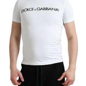 Dolce &amp; Gabbana Elegant White Logo Crewneck Tee