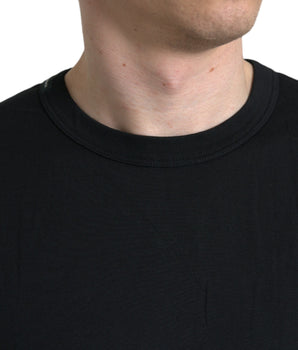 Dolce & Gabbana Black Logo Embossed Crew Neck Short Sleeves T-shirt