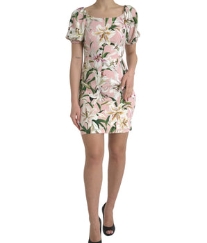 Dolce &amp; Gabbana Elegante vestido tubo con estampado de lirios rosas