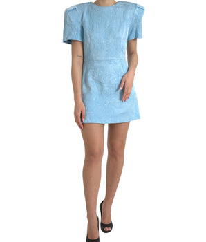 Dolce &amp; Gabbana Elegant Sky-Blue Floral Jacquard Mini Dress
