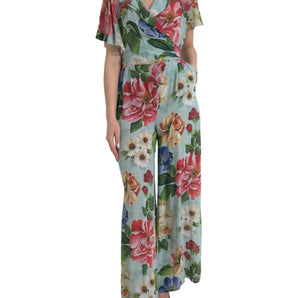 Dolce &amp; Gabbana Elegant Floral Silk Crepe Jumpsuit