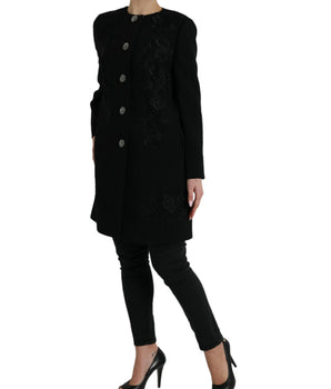 Dolce &amp; Gabbana Gabardina elegante de lana con botones florales