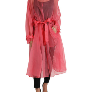 Dolce &amp; Gabbana Elegant Pink Silk Long Jacket