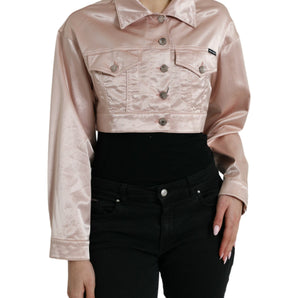 Dolce &amp; Gabbana Elegant Pink Cropped Denim Jacket