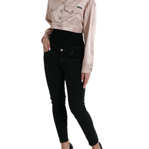 Dolce &amp; Gabbana Elegant Pink Cropped Denim Jacket