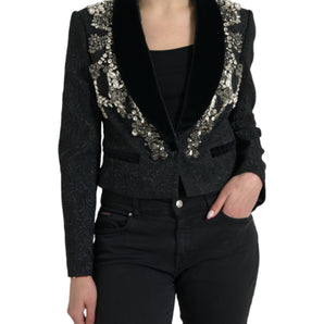 Dolce &amp; Gabbana Elegante chaqueta abrigo negra adornada