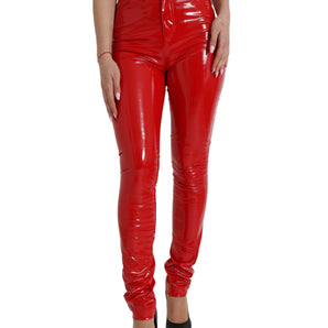 Dolce &amp; Gabbana Chic Red High Waist Skinny Pants