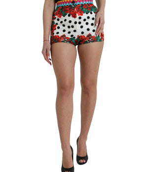 Dolce & Gabbana Multicolor Floral Polka Dot Hot Pants Shorts