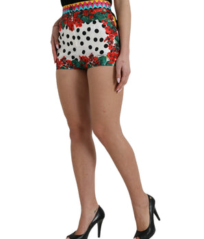 Dolce & Gabbana Multicolor Floral Polka Dot Hot Pants Shorts