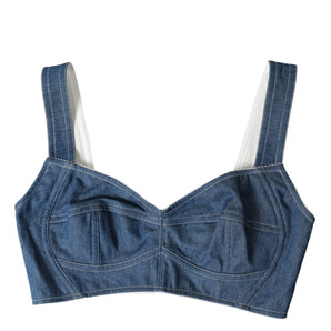 Dolce &amp; Gabbana Elegant Blue Bustier Crop Top