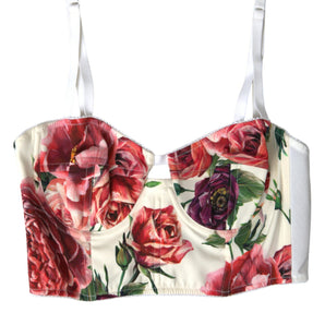 Dolce & Gabbana Floral Silk Blend Bustier Crop Top