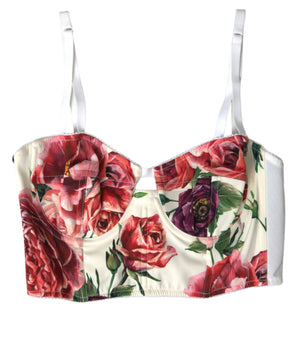 Dolce &amp; Gabbana Top corto con corpiño de mezcla de seda floral