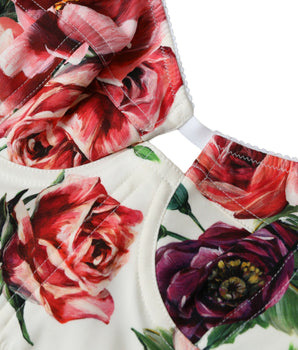 Dolce &amp; Gabbana Top corto con corpiño de mezcla de seda floral