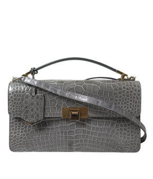 Balenciaga Gray Exotic Leather Medium Shoulder Hand Purse Bag