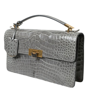 Balenciaga Gray Exotic Leather Medium Shoulder Hand Purse Bag