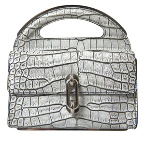 Balenciaga Metallic Silver Alligator Leather Mini Bag