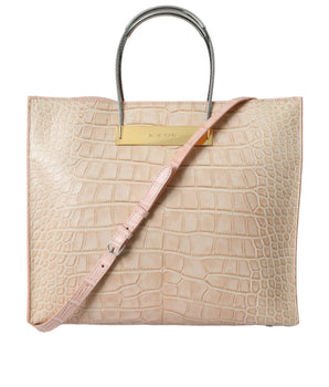 Balenciaga Pink Exotic Leather Embossed Cable Handle Shopper Tote Bag