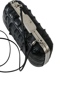 Balenciaga Black Exotic Skin Leather Shoulder Crossbody Box Clutch Bag
