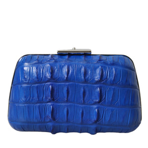 Balenciaga Electric Blue Crocodile Skin Clutch