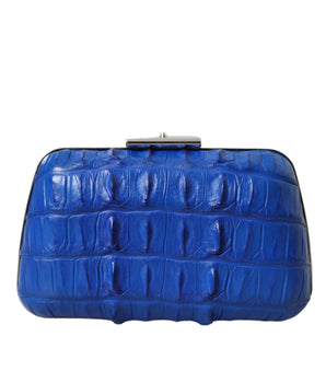 Balenciaga Blue Exotic Skin Leather Shoulder Crossbody Box Clutch Bag