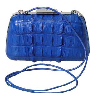 Balenciaga Electric Blue Crocodile Skin Clutch