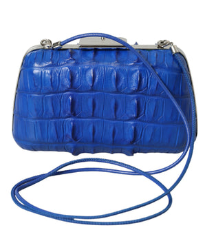 Balenciaga Blue Exotic Skin Leather Shoulder Crossbody Box Clutch Bag