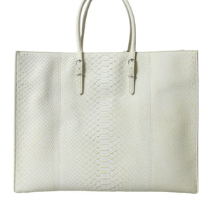 Balenciaga Chic Python Leather Tote in White &amp; Yellow