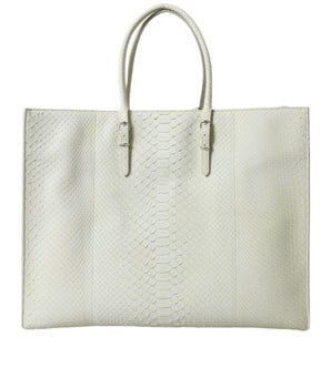 Balenciaga White Yellow Exotic Skin Leather Shopping Tote PAPIER Bag