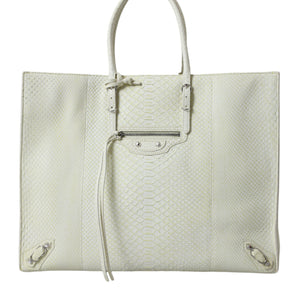 Balenciaga Chic Python Leather Tote in White &amp; Yellow