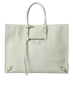Balenciaga White Yellow Exotic Skin Leather Shopping Tote PAPIER Bag