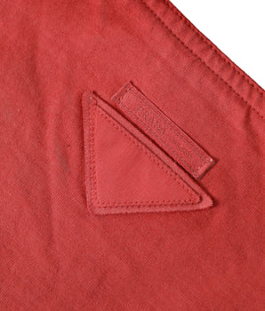 Prada Red Jersey Fabric Logo Shoulder Shopping Tote Bag