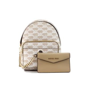 Michael Kors Maisie Mini Camel Signature Canvas 2-n-1 Estuche para tarjetas Mochila Mochila