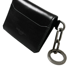 Dolce & Gabbana Black Leather Bifold Logo Card Holder Keyring Wallet