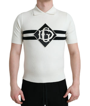 Dolce &amp; Gabbana White DG Logo Collared Henley Shirt T-shirt
