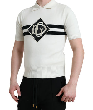 Dolce &amp; Gabbana White DG Logo Collared Henley Shirt T-shirt