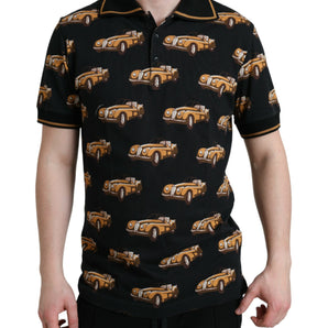 Dolce &amp; Gabbana Black Car Print Short Sleeve Polo T-shirt